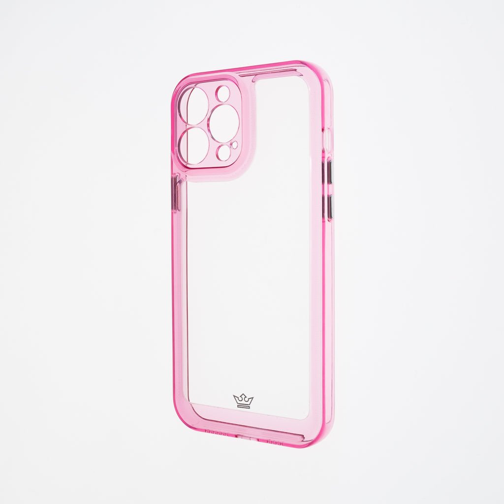 estuche transparente el rey marco de apple iphone 13 pro max color rosado / transparente - TOP MOVIL