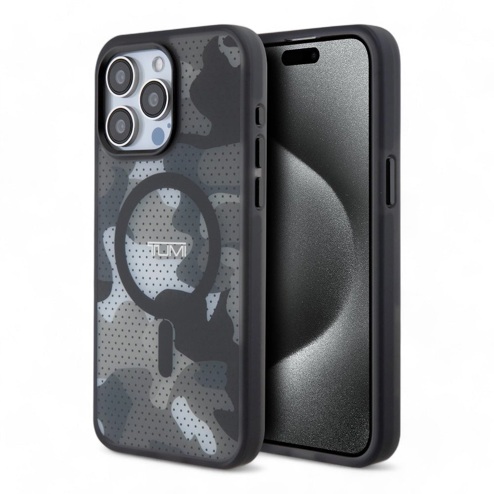 Estuche tumi hc frosted magsafe transparent mesh camo iphone 15 pro max color negro - TOP MOVIL