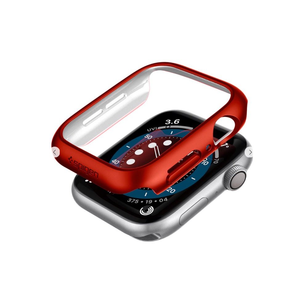 estuche watch bumper spigen think fit apple 44 / 45 mm color rojo - TOP MOVIL