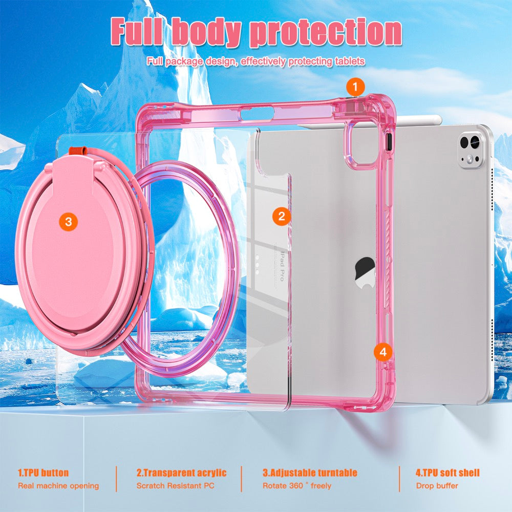 Estuche transparent b series modelo ipad pro 13 2024 color fucsia con strap