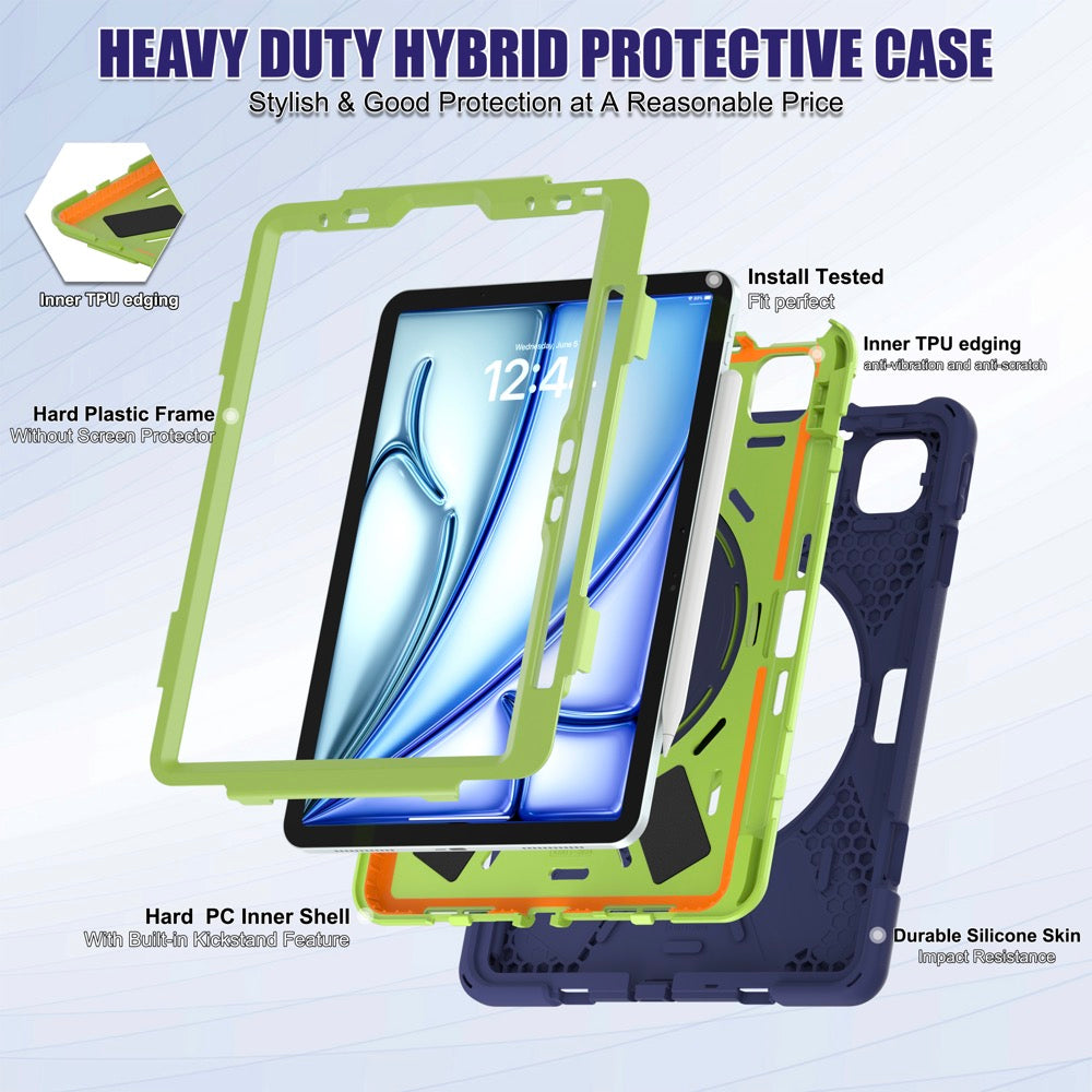 Estuche pirate b series modelo ipad air 11 2024 color azul marino  / verde con strap