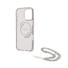 Guess hc magsafe grained pu w/flower charm strap pink iphone 16 pro - TOP MOVIL