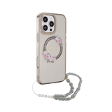 Guess hc magsafe grained pu w/flower charm strap pink iphone 16 pro - TOP MOVIL