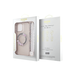 Guess hc magsafe grained pu w/flower charm strap pink iphone 16 pro - TOP MOVIL