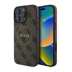 Guess hc magsafe pu 4g ring classic logo brown iphone 16 pro - TOP MOVIL
