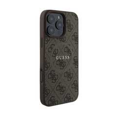 Guess hc magsafe pu 4g ring classic logo brown iphone 16 pro - TOP MOVIL