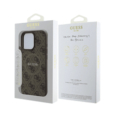 Guess hc magsafe pu 4g ring classic logo brown iphone 16 pro - TOP MOVIL