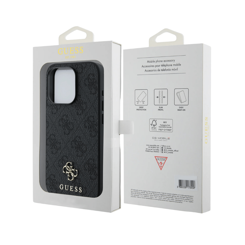 Guess hc magsafe pu 4g small 4g and classic black iphone 16 pro - TOP MOVIL