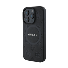 Guess hc magsafe saffiano peony classic logo black iphone 16 pro - TOP MOVIL