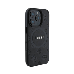 Guess hc magsafe saffiano peony classic logo black iphone 16 pro - TOP MOVIL