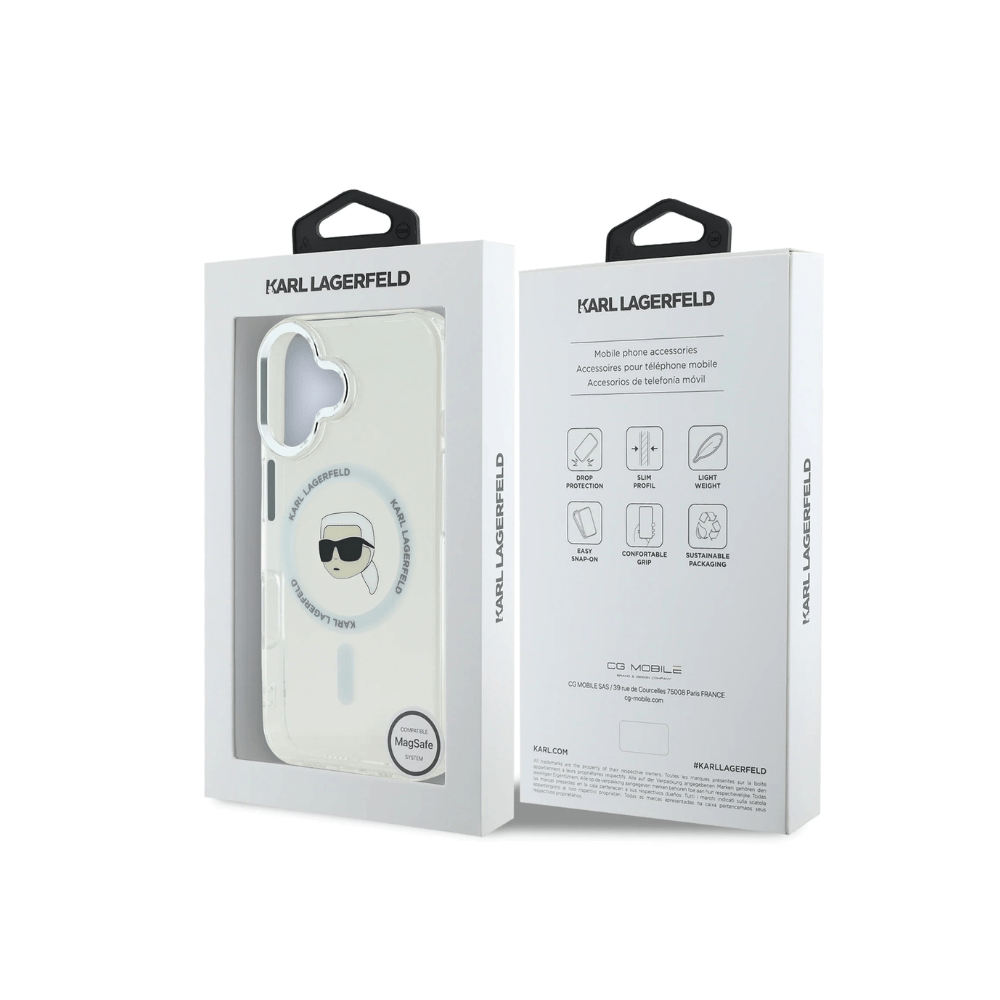 Karl Lagerfeld hc magsafe iml metal k. head white iphone 16 - TOP MOVIL