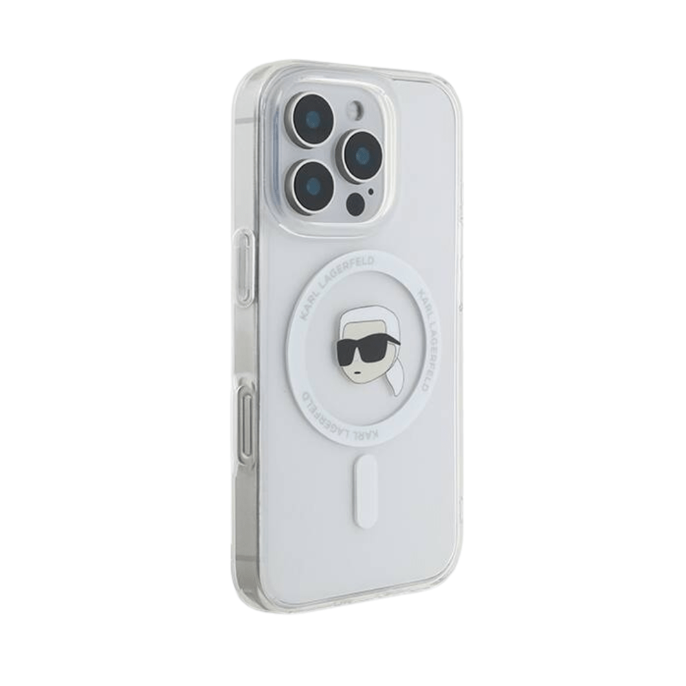 Karl Lagerfeld hc magsafe iml metal k. head white iphone 16 pro max - TOP MOVIL