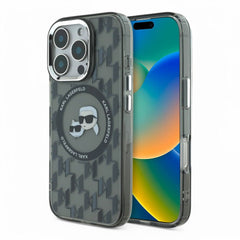 Karl Lagerfeld hc magsafe iml metal monogram kc heads black iphone 16 pro - TOP MOVIL
