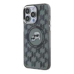 Karl Lagerfeld hc magsafe iml metal monogram kc heads black iphone 16 pro max - TOP MOVIL