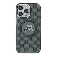 Karl Lagerfeld hc magsafe iml metal monogram kc heads black iphone 16 pro max - TOP MOVIL