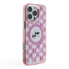 Karl Lagerfeld hc magsafe iml metal monogram kc heads pink iphone 16 pro - TOP MOVIL