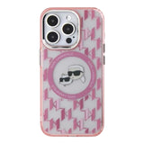 Karl Lagerfeld hc magsafe iml metal monogram kc heads pink iphone 16 pro max - TOP MOVIL