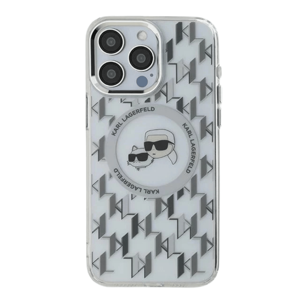 Karl Lagerfeld hc magsafe iml metal monogram kc heads transparent iphone 16 pro max - TOP MOVIL