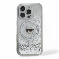Karl Lagerfeld hc magsafe liq. glitter k. head transparent iphone 16 pro - TOP MOVIL