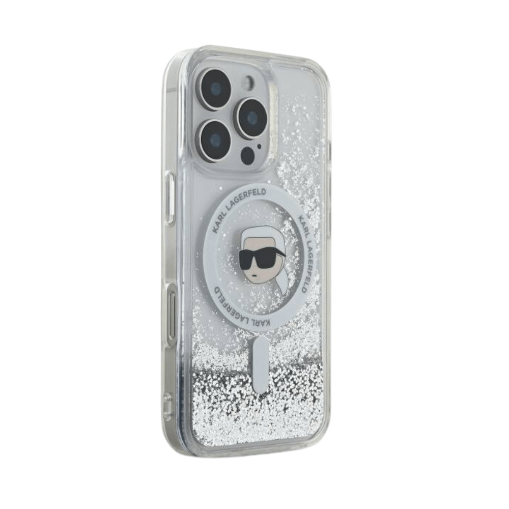 Karl Lagerfeld hc magsafe liq. glitter k. head transparent iphone 16 pro max - TOP MOVIL