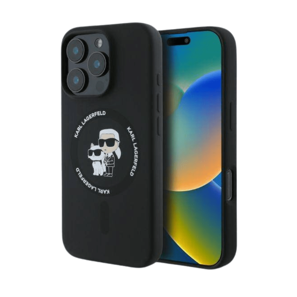 Karl Lagerfeld hc magsafe silicone kc heads ring black iphone 16 pro - TOP MOVIL