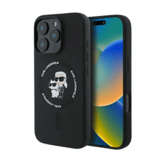Karl Lagerfeld hc magsafe silicone kc heads ring black iphone 16 pro - TOP MOVIL