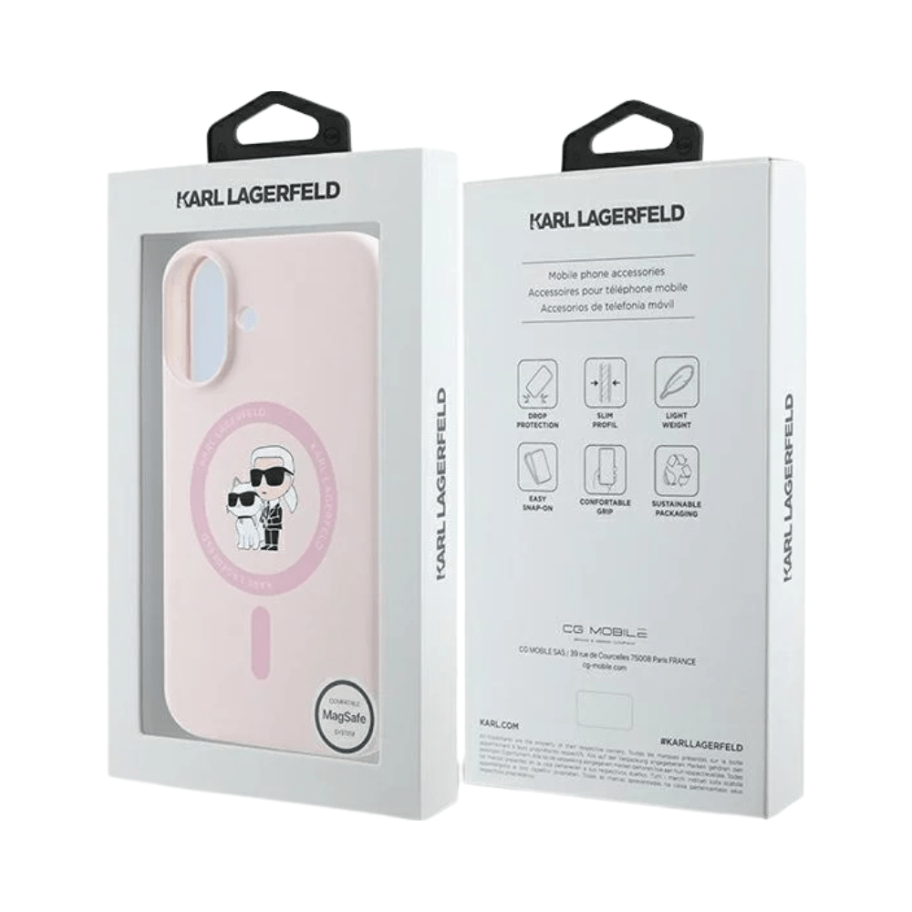 Karl Lagerfeld hc magsafe silicone kc heads ring pink iphone 16 - TOP MOVIL