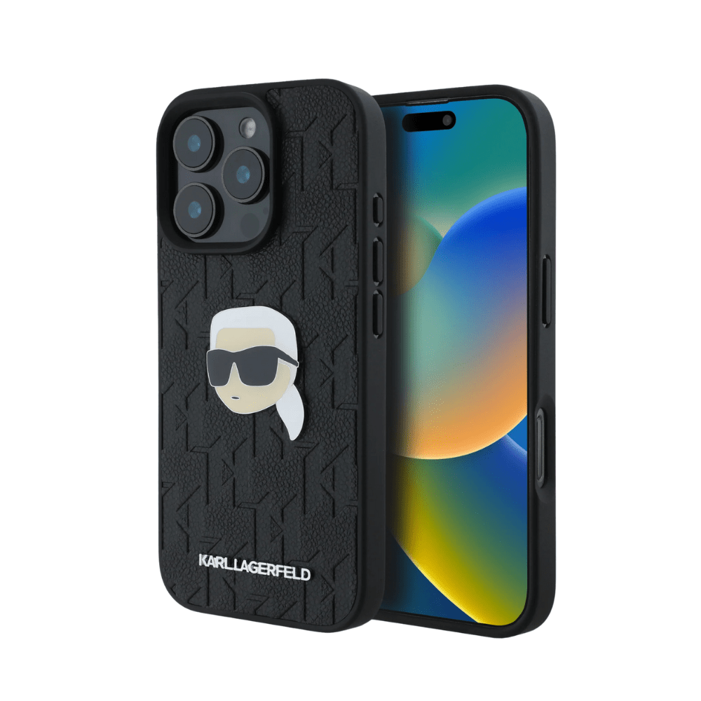 Karl Lagerfeld hc pu monogram k. head pin black iphone 16 pro - TOP MOVIL