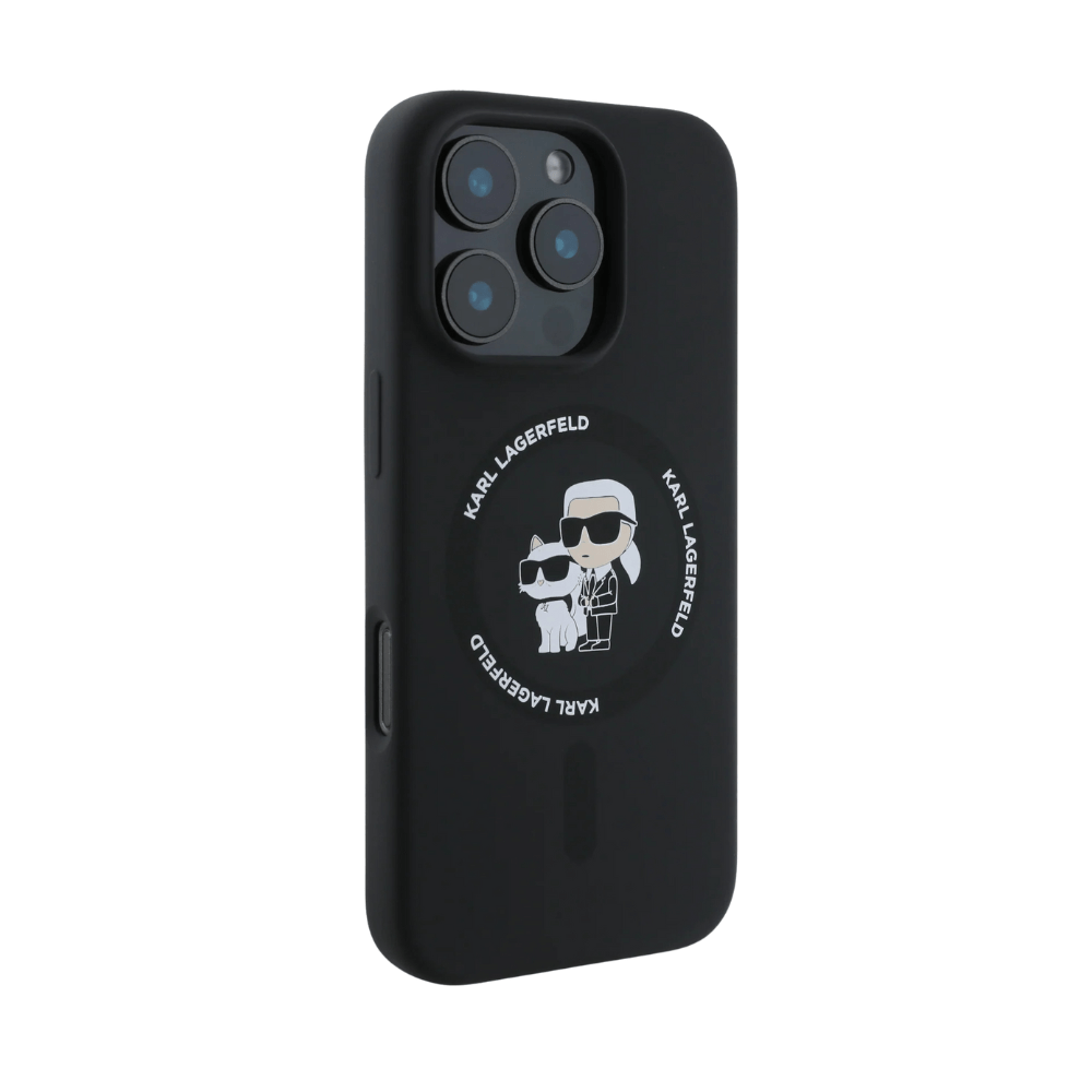 Karl Lagerfeldhc magsafe silicone kc heads ring black iphone 16 pro max - TOP MOVIL