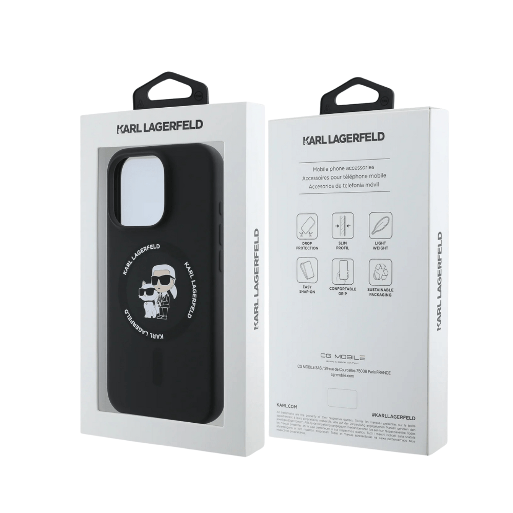 Karl Lagerfeldhc magsafe silicone kc heads ring black iphone 16 pro max - TOP MOVIL
