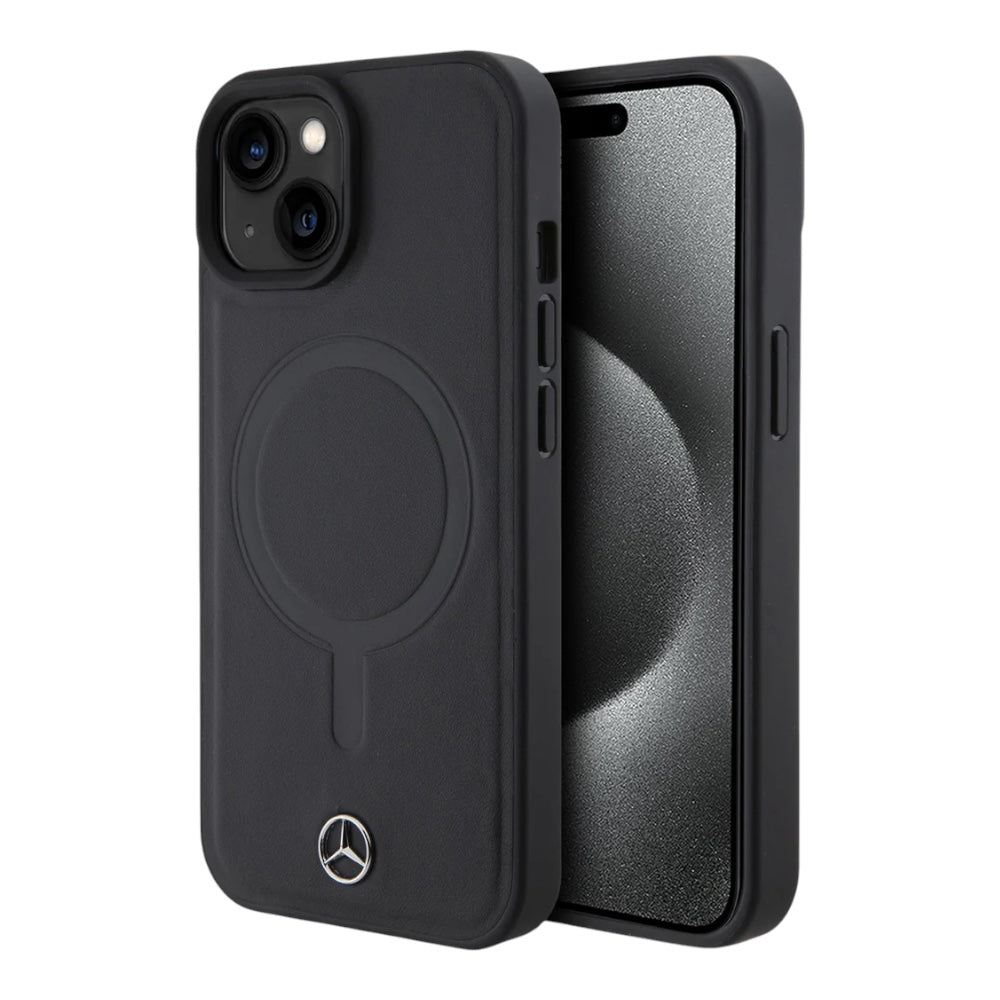 Mercedes - Benz mb hc magsafe plain smooth leather black iphone 16 - TOP MOVIL