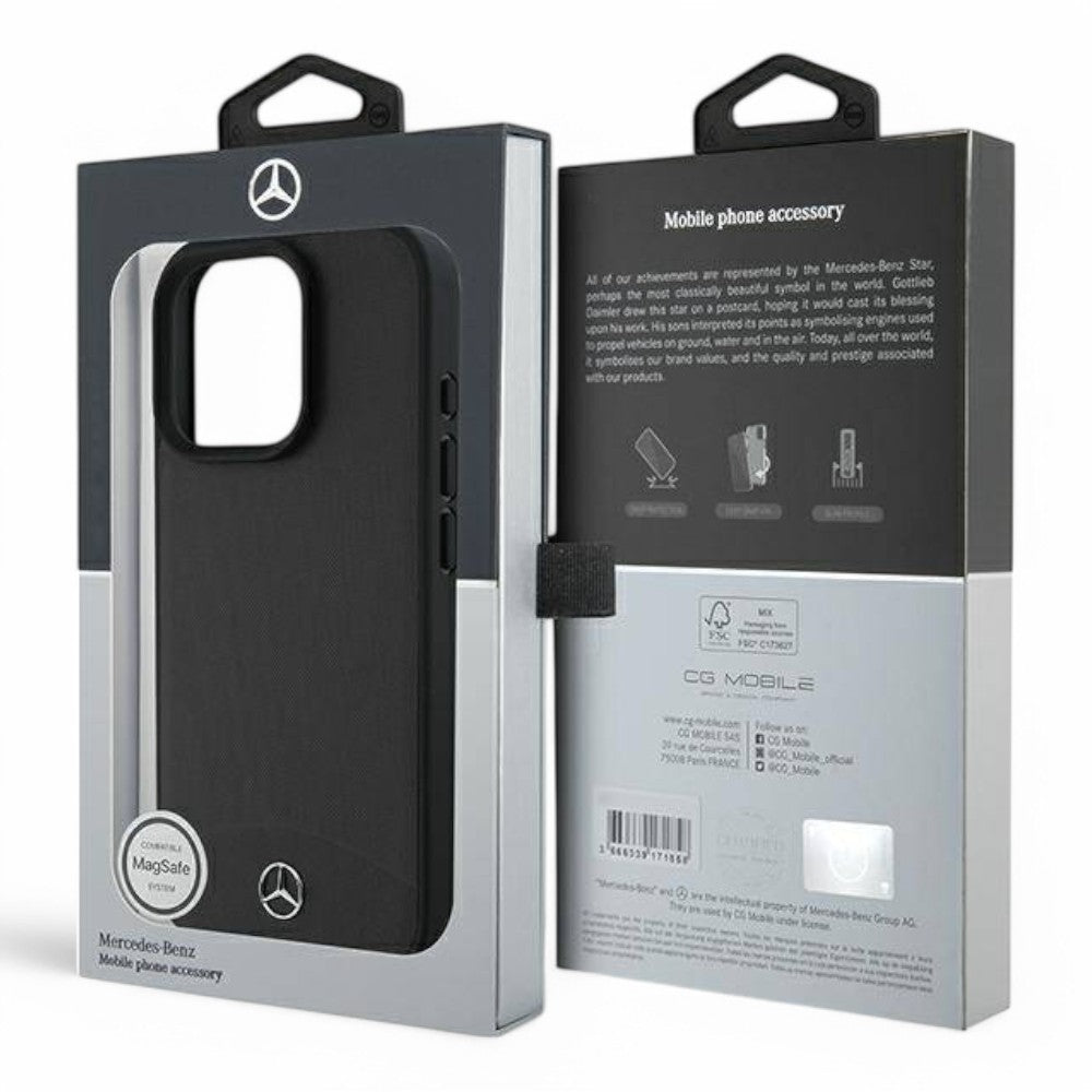 Mercedes - Benz mb hc magsafe textured and plain leather black iphone 16 pro max - TOP MOVIL