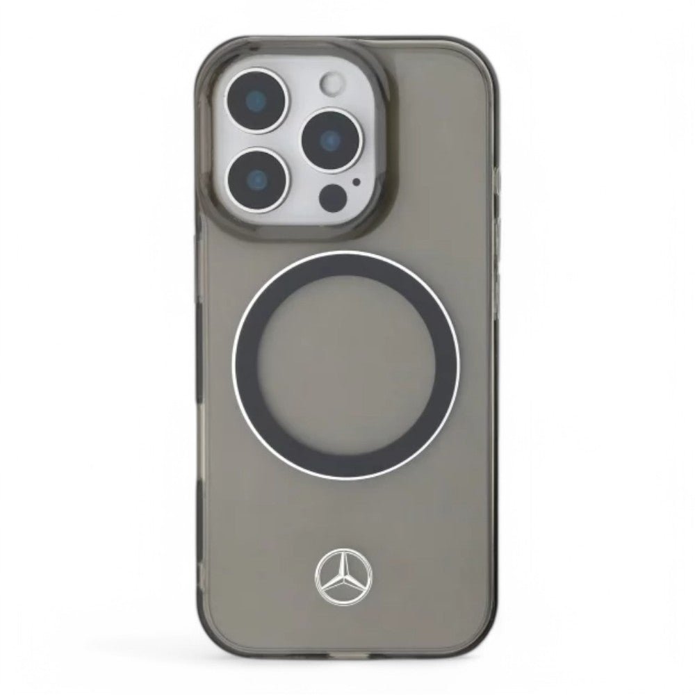 Mercedes - Benz mb hc magsafe transparent pc/tpu silver ring black iphone 16 - TOP MOVIL