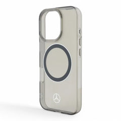 Mercedes - Benz mb hc magsafe transparent pc/tpu silver ring black iphone 16 - TOP MOVIL