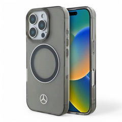 Mercedes - Benz mb hc magsafe transparent pc/tpu silver ring black iphone 16 - TOP MOVIL