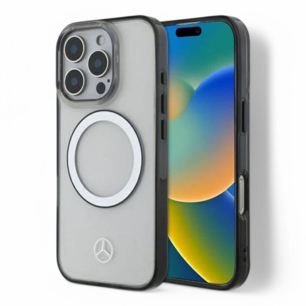 Mercedes - Benz mb hc magsafe transparent pc/tpu w/ black ring clear iphone 16 pro max - TOP MOVIL