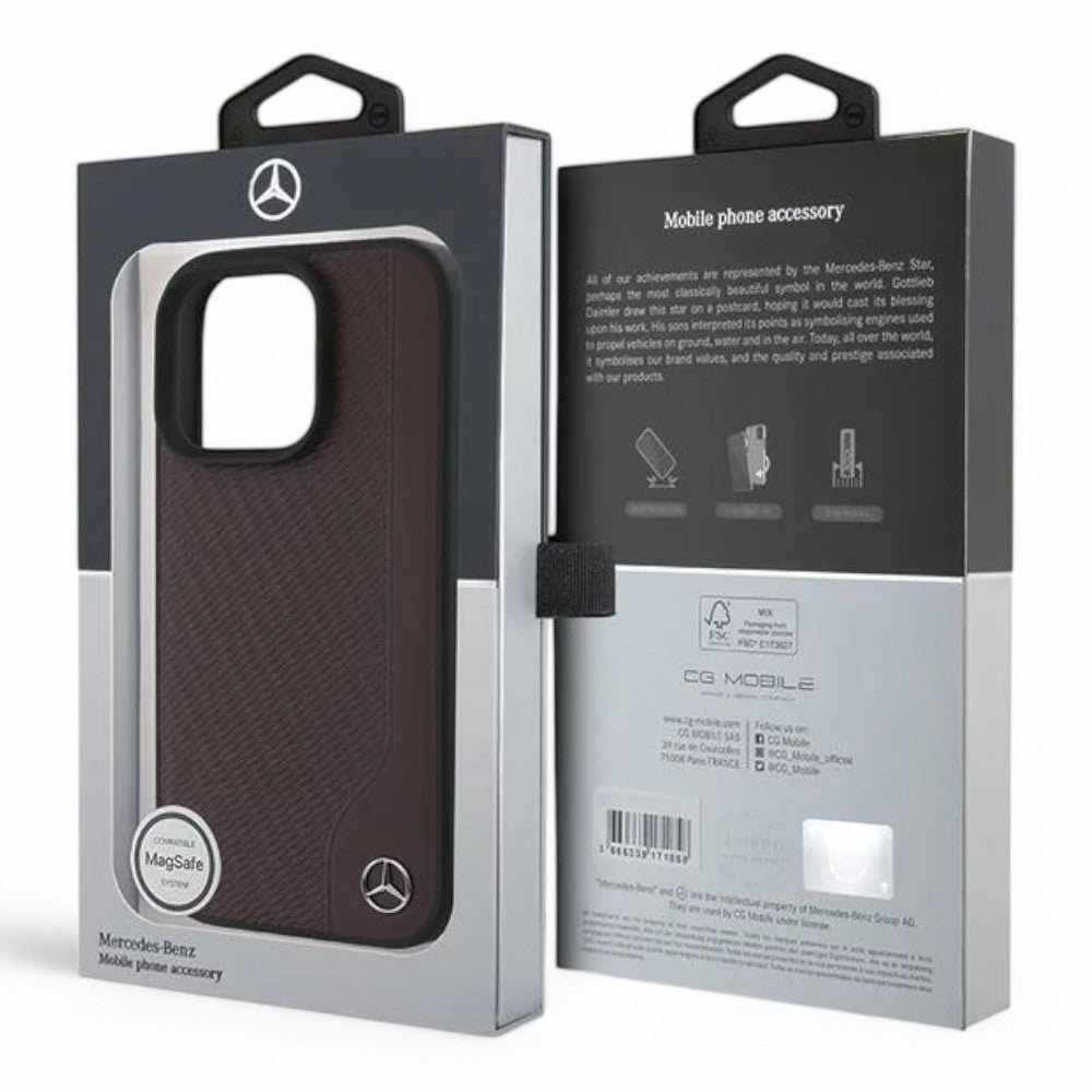 Mercedes - Benz mb hc magsafe wood imitation leather red iphone 16 pro max - TOP MOVIL