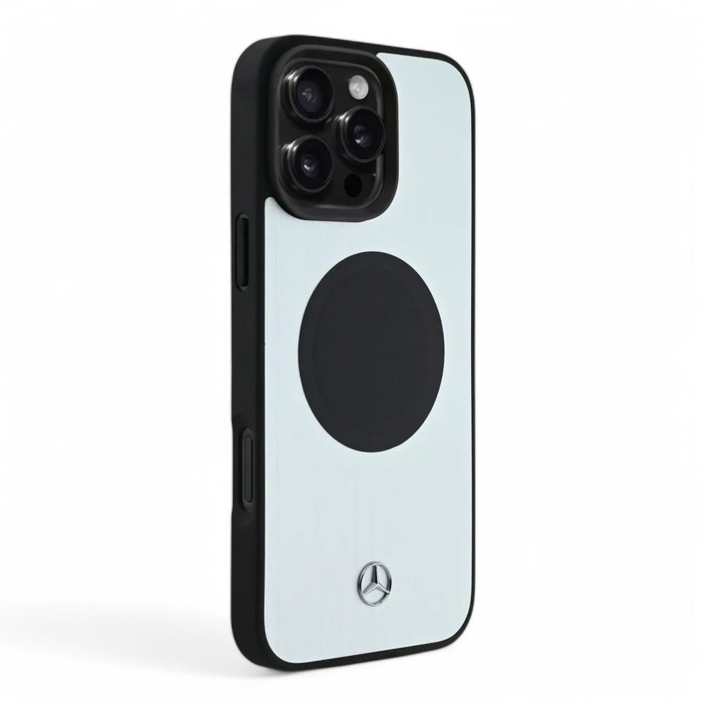 Mercedes - Benz mb leather & alu magsafe case silver iphone 16 pro max - TOP MOVIL