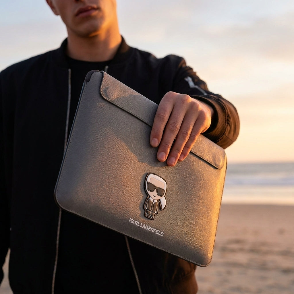 Angulo de venta - Estuche Karl Lagerfeld Comp Sleeve Saffiano 14" Gris