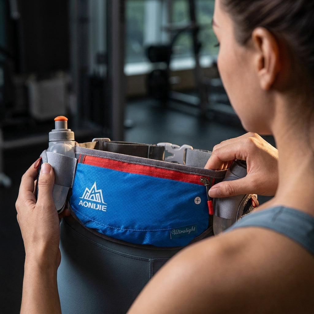 Angulo de venta - Accesorio Aonijie Cangurera Deportiva con Pachones Color Azul