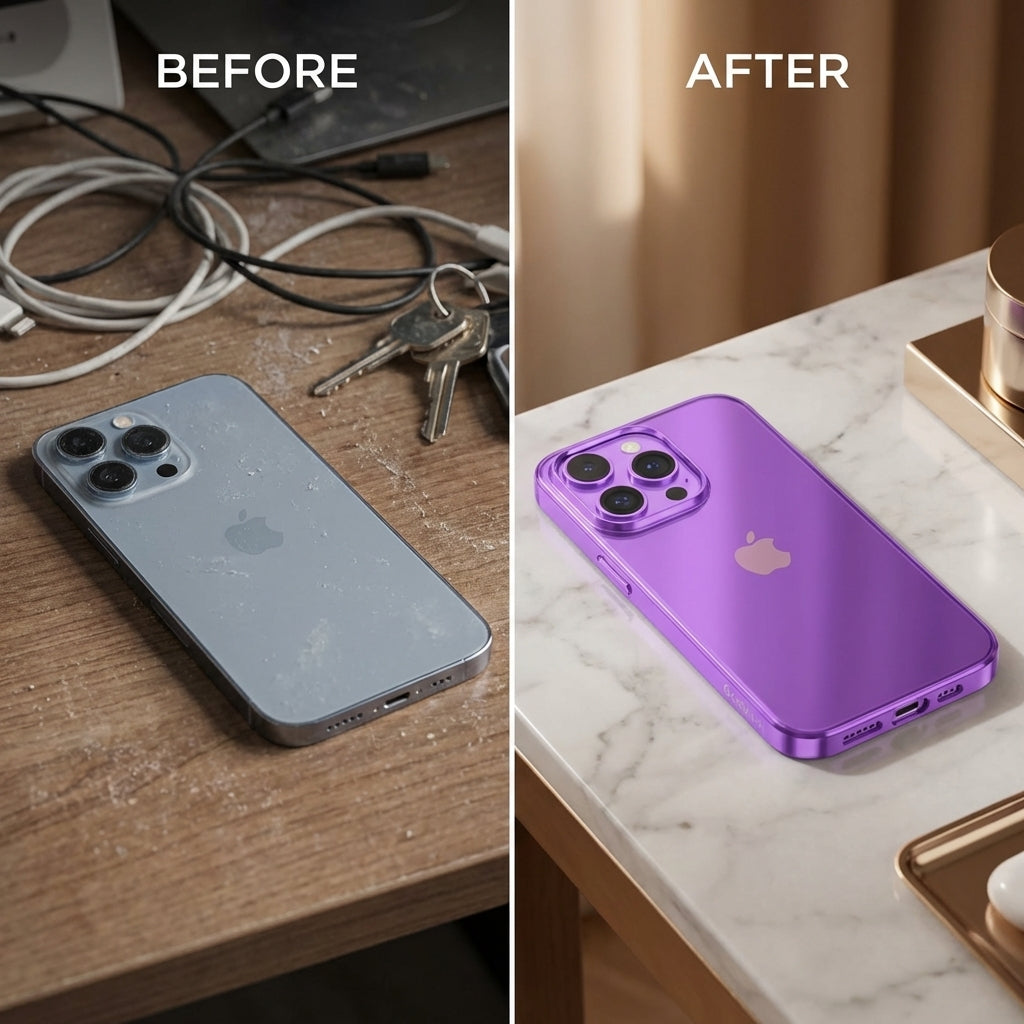 Angulo de venta - Estuche Devia Skin iPhone 16 Pro Glimmer Rosado